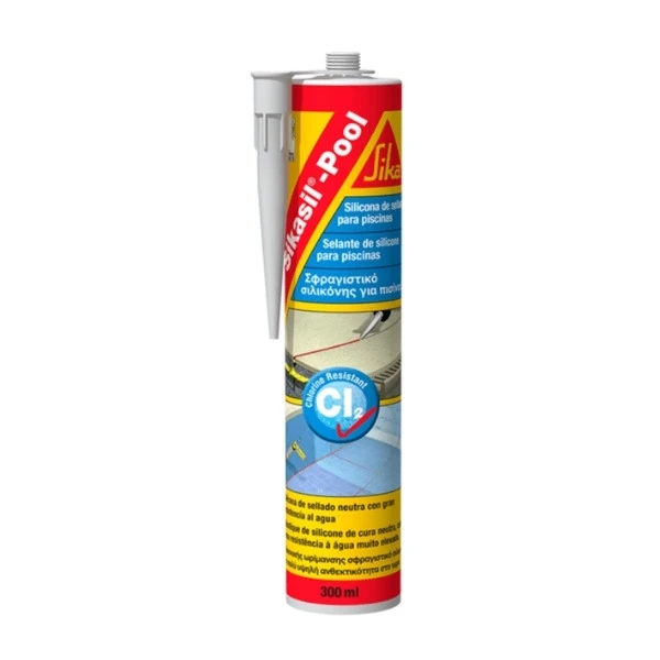 sikasil-pool-cartucho-300ml Cartucho Sikasil Pool de 300 ml para sellado de piscinas, disponible en varios colores