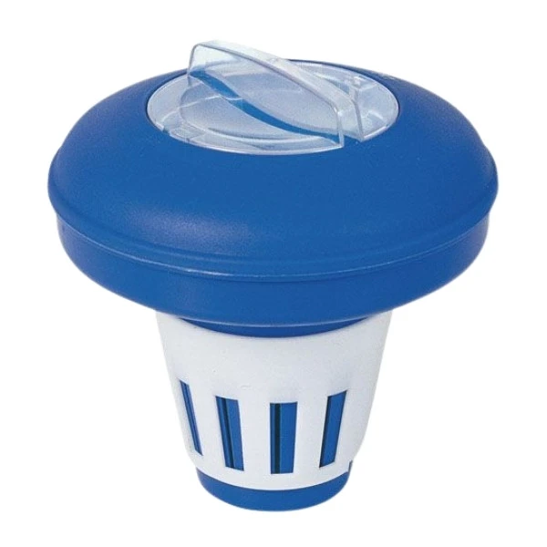 Dispensador flotante grande para cloro en piscinas, con anillo de ajuste para dosificación controlada