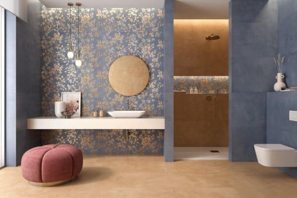 azulejos de baño con motivos florales