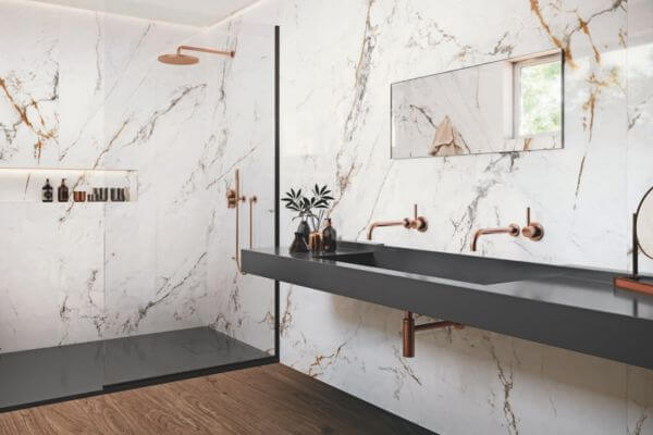 encimera con azulejos grandes