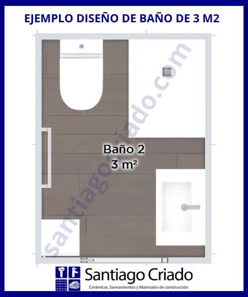 plano diseño de baño de 3 metros cuadrados