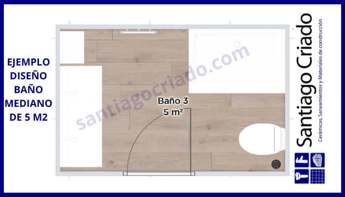 plano diseño de baño de 5 metros