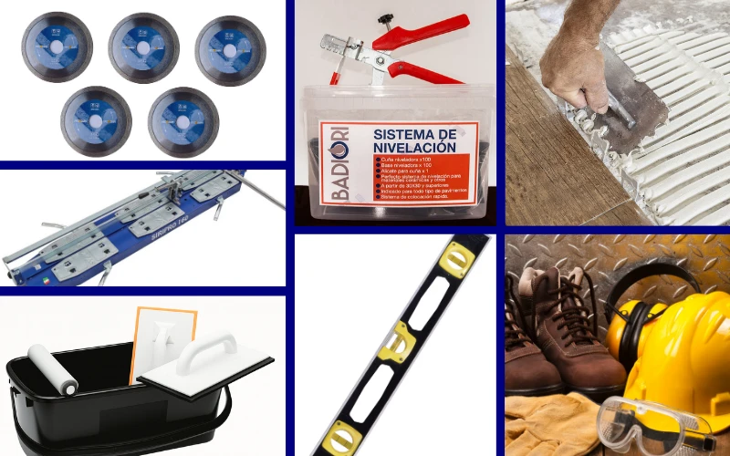 herramientas y productos para poner azulejos