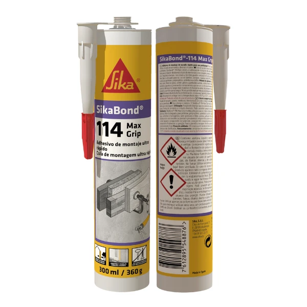 sikabond-114-max-grip SikaBond 114 Max Grip blanco 300 cm3 adhesivo de agarre inmediato para montaje de múltiples materiales.
