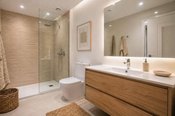 baño luminoso sin ventana