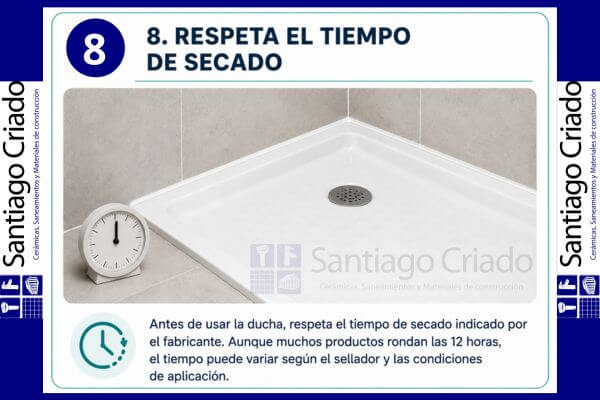 Tiempo de secado necesario después de sellar un plato de ducha