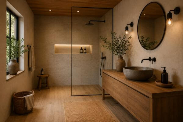 baño rústico moderno
